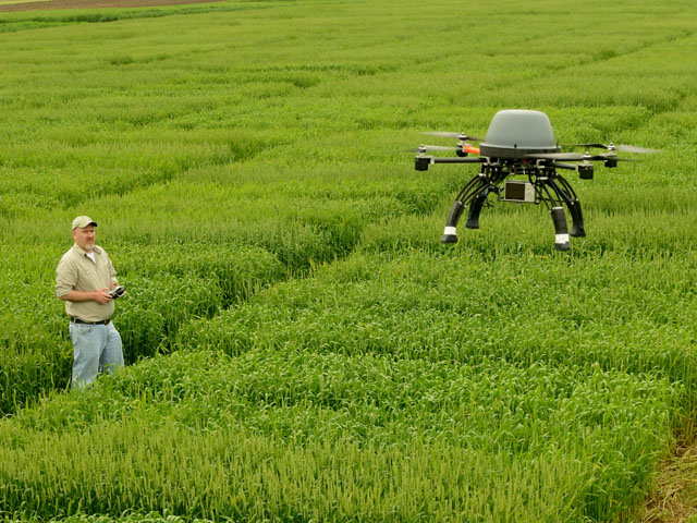 Unmanned aerial systems have numerous applications in agriculture, according to university researchers. (DTN/The Progressive Farmer file photo by Jim Patrico)
